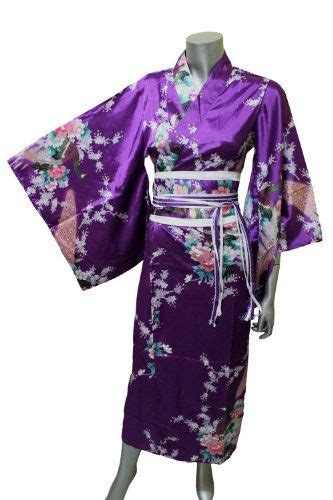Long Yukata Kimono Womens Satin Silk Robe Gown Dress S To L Royal