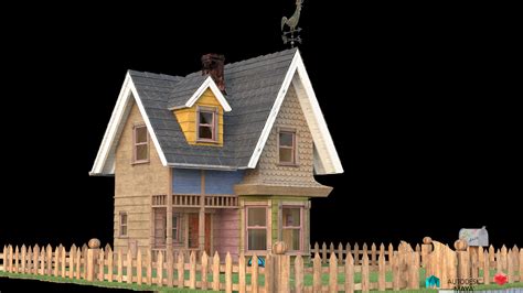 3d Model Pixar Up Toon House Vr Ar Low Poly Cgtrader