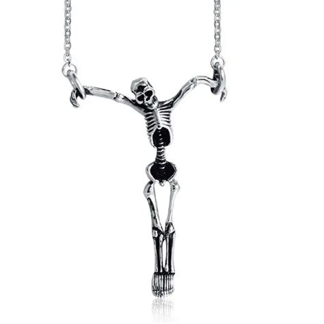 Men Skull Necklaces Titanium Steel Hanging Skeleton Pendant Necklace