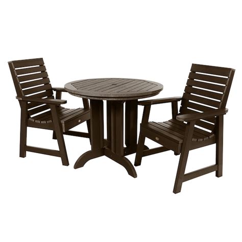 Highwood The Weatherly Collection 3 Piece Brown Patio Dining Set At