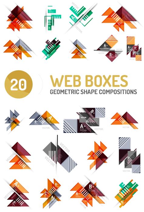 Gambar Set Komposisi Pola Geometris Spanduk Bentuk Segitiga Dan Persegi