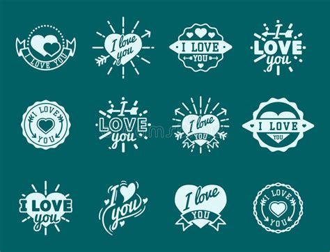 Vector I Love You Text Overlays Hand Drawn Lettering Badge