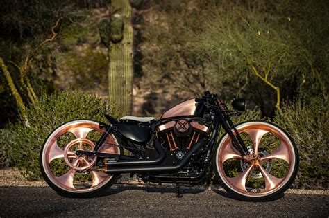 Our Customized Harley Sportster With Our Copper Plated 5 Spoke Classic