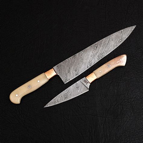 Xyj hand forged chopping knife 9 inch cleaver butcher knives 7cr17 stainless steel slaughter knife kitchen chef knives. Damascus Chef's Knife + Paring Knife // 2 Piece Set // 9858 - Black Forged Knives - Touch of Modern