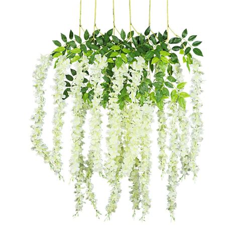 6 pieces bushy flowers 45 inch artificial silk wisteria vine ratta hanging flower