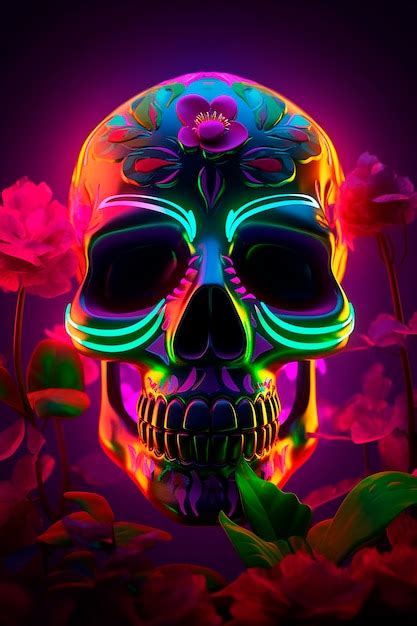Premium Ai Image Neon Skull Wallpapers That Are Sure To Make Your Day