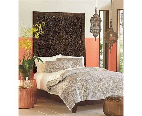 5ft Large Queen Size Bed Bohemian Headboard Mandala Lotus Flower Wooden