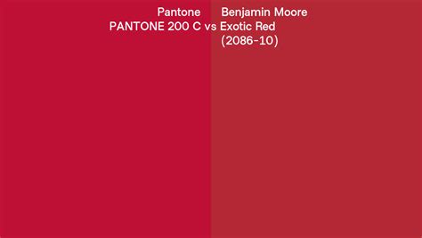 Pantone 200 C Vs Benjamin Moore Exotic Red 2086 10 Side By Side