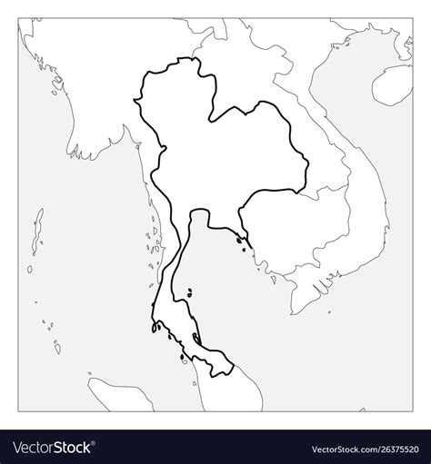 Map Thailand Black Thick Outline Highlighted Vector Image