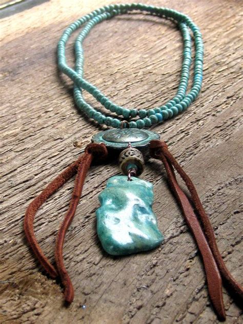 Turquoise Necklace Bohemian Jewelry Tribal By Eponascrystals Hippie