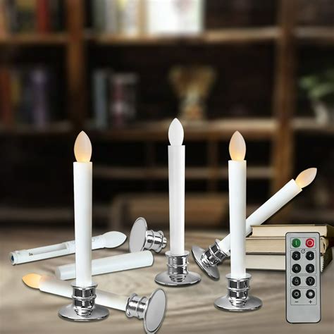 Flameless Taper Candles Electric Window White Candles With Removable