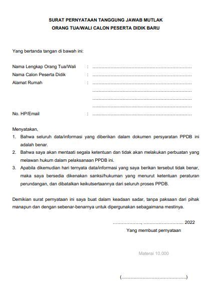 Surat Pernyataan Tanggung Jawab Mutlak Orang Tua Wali Homecare24