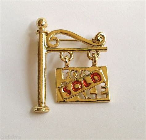 Realtor Real Estate Agent Gold Pin Brooch For Sale Sold Real