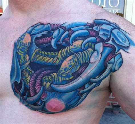 Biomech Chest Cover Up By Jeff Johnson Tattoos