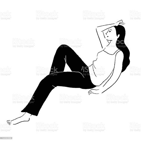 Vector Line Drawing Of A Woman Lying Down Stock Illustration Download