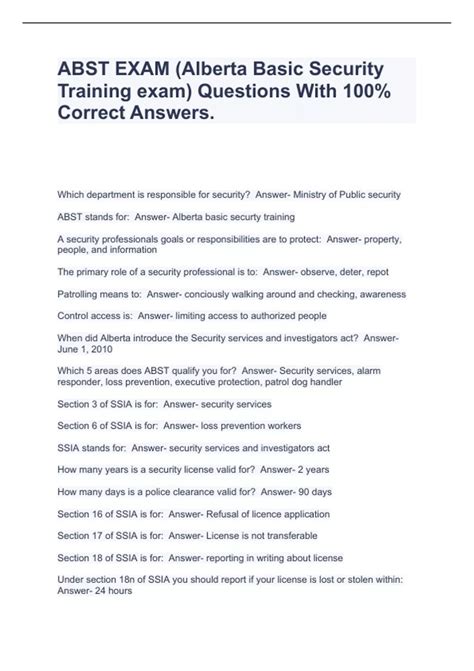 Abst Exam Alberta Basic Security Training Exam Questions With 100