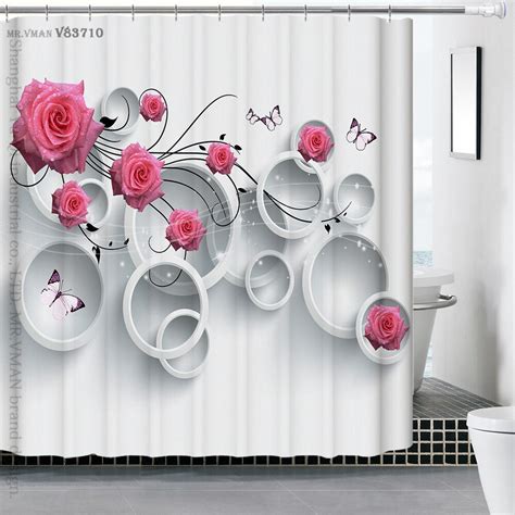 180x180cm Polyester Shower Curtain 3d Hand Painted Waterfall Bath Scenery Waterproof Bathroom