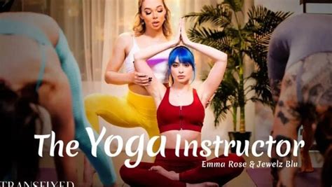Emma Rose Jewelz Blu The Yoga Instructor Trans Shemale Female Lesbian Kissing