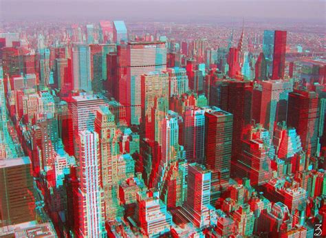 City Buildings Stereoscopic 3d Red And Blue Blue Glasses