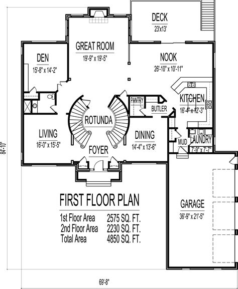 4500 Square Foot House Floor Plans 5 Bedroom 2 Story Double Stairs