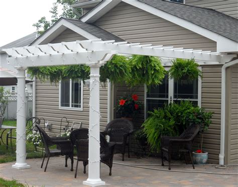8 X 12 Vinyl 2 Beam Pergola Shown With Wall Mounted Kit No Deck 8