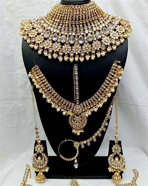 5 Items White Heavy Bridal Jewellery Sets Rs 1800 Piece Pooja