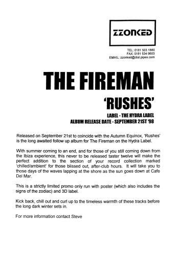 The Fireman Rushes Poster And Pr Uk Promo 12 Vinyl Single 12 Inch