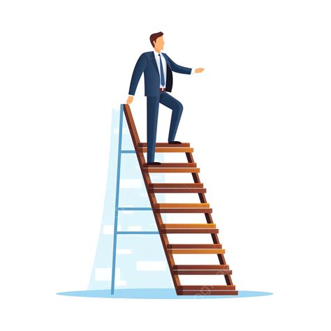 Businessman Walks Up The Ladder Of The Business Success Business