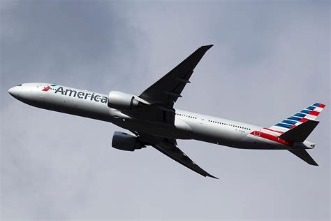 An American Airlines Plane Flying In The Sky