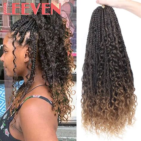 leeven messy goddess box braids hair synthetic crochet hair bohemian hair with curls 24inch boho