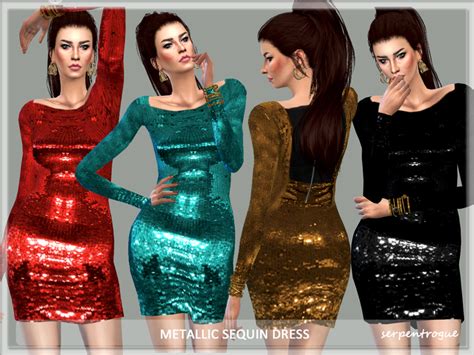 Sims 4 Ccs The Best Metallic Sequin Dress By Serpentrogue