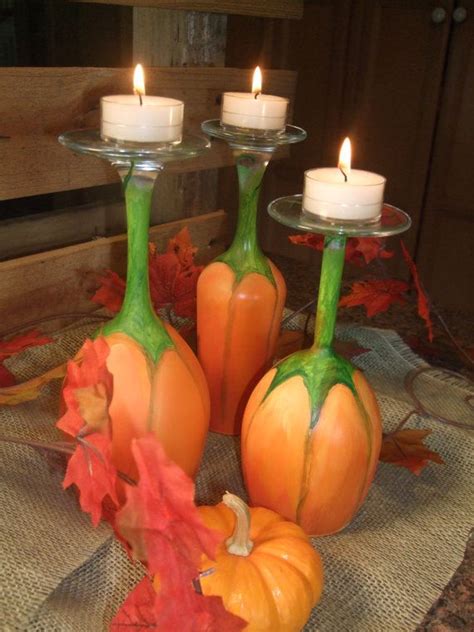 Pumpkin Wine Glass Candle Holders By Werefarfromnormal On Etsy 2700