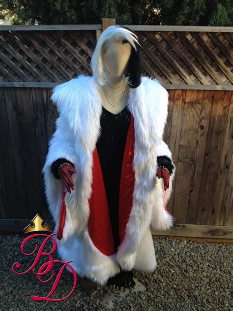 Cruella Devil Costume Faux Fur Coat And Dress Plus Size For Adults