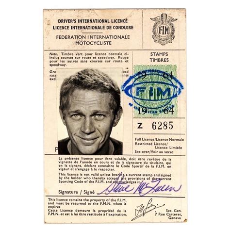 Steve Mcqueens Licence For The 1964 Isdt T Blog Male Sketch Film