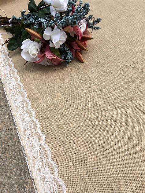 20 Ft Burlap And Lace Aisle Runner Ivory Lace Rustic Etsy