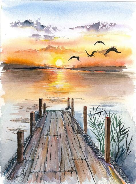 √ Watercolor Sunset Painting