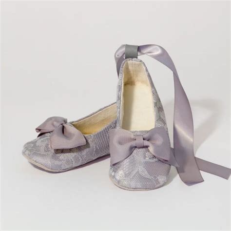 Silver Lace Baby And Toddler Shoe Little Girls Gray Ballet Slipper