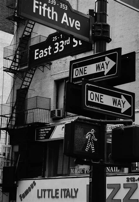 Street Signs New York Black And White Picture Wall Black And White
