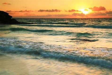 Sunrise Seascape Tulum Mexico By Roupen Baker