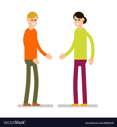 Greeting People Man And Woman Standing Royalty Free Vector