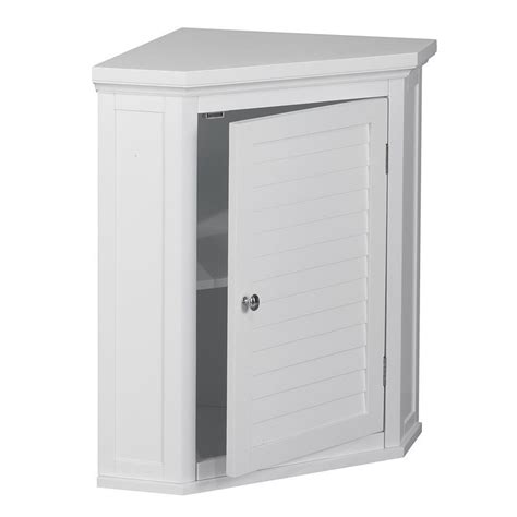 Elegant Home Fashions Slone 1 Door Corner Wall Cabinet In White Cymax