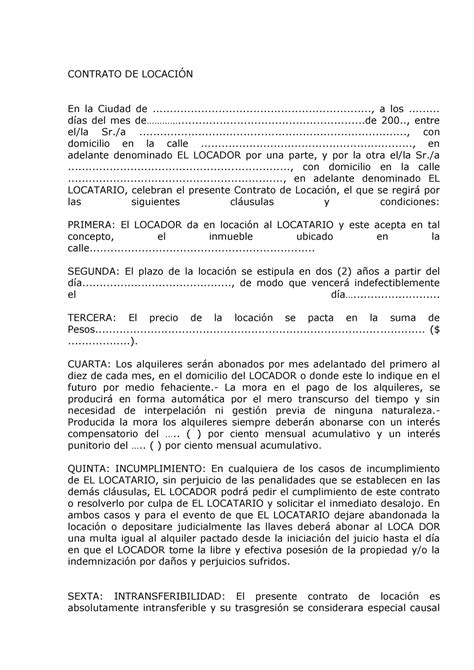 Contrato De Locacion 2021 De La Provincia De Buen Contrato De