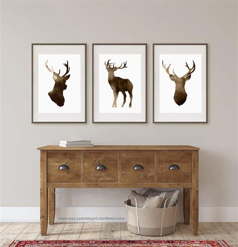 Deer Wall Decor Deer Home Decor Deer Art Print Deer Illustration Set