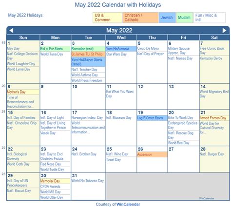 may 2022 calendar with holidays May 2022 printable calendar with ...