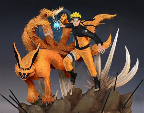 Naruto Uzumaki Rasengan With Nine Tail Demon Fox Kurama