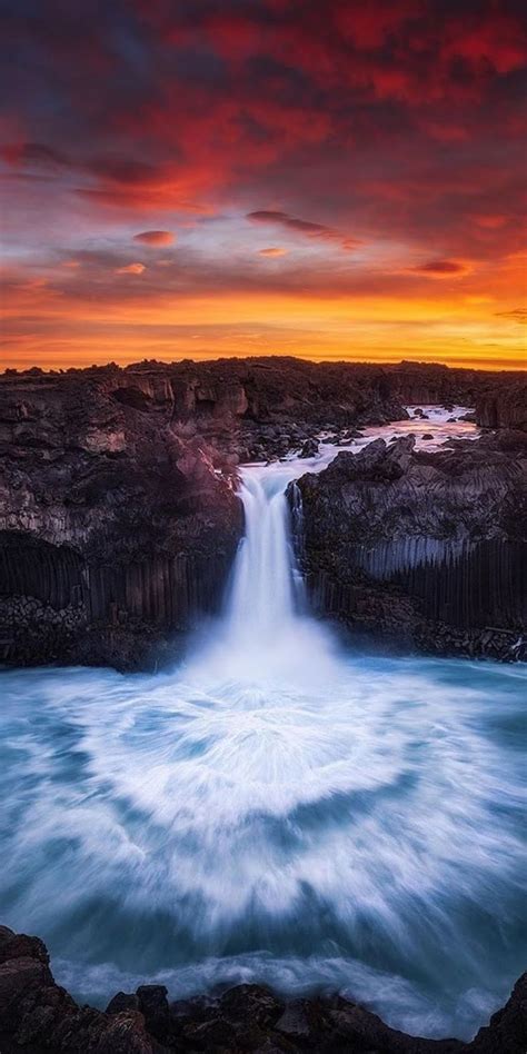 Waterfall In The Sunset Waterfall Landscape Landscape Wallpaper