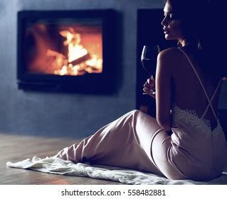 Sexy Girl Front Fireplace Stock Photo 558482881 Shutterstock