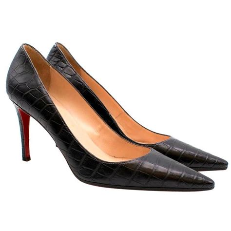 christian louboutin black crocodile embossed pointed toe pumps 38 for sale at 1stdibs