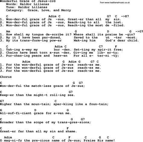 Top 500 Hymn: Wonderful Grace Of Jesus - lyrics, chords and PDF