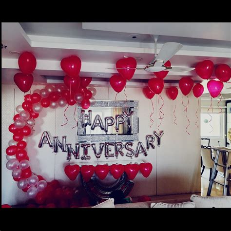 Happy Anniversary Decoration Package Red And Silver Colour Theme